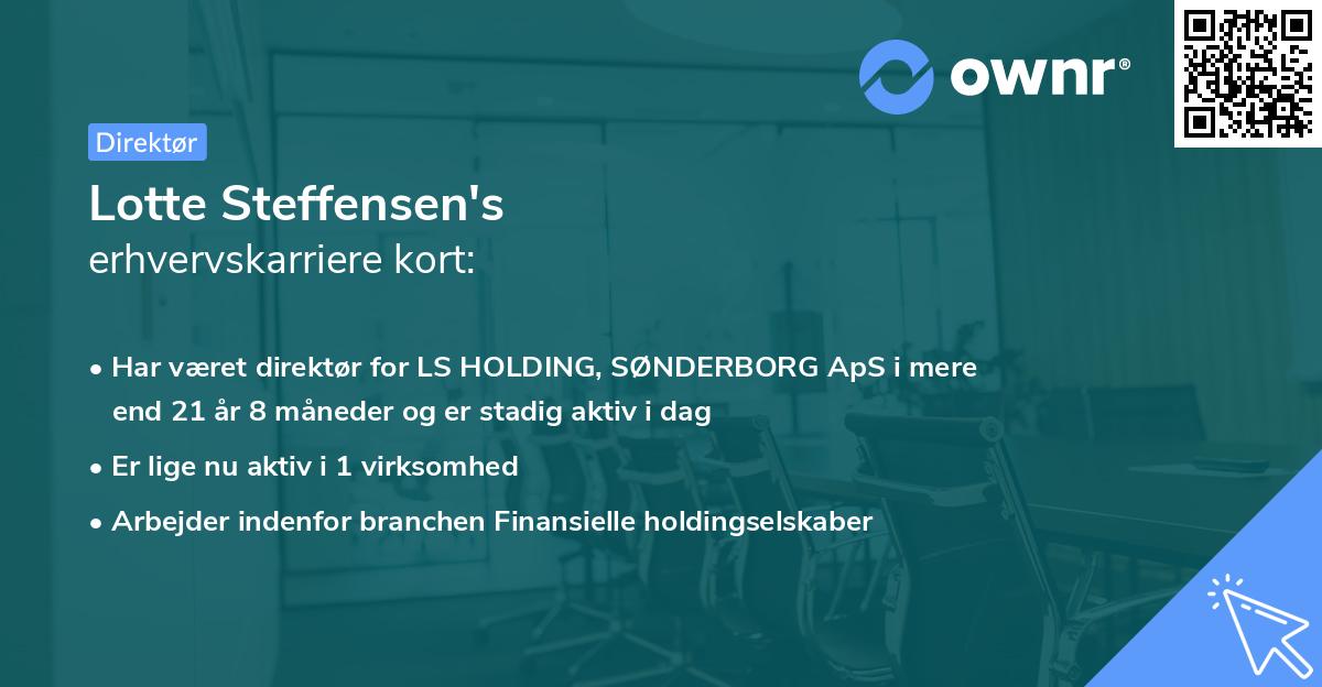 Lotte Steffensen's erhvervskarriere kort