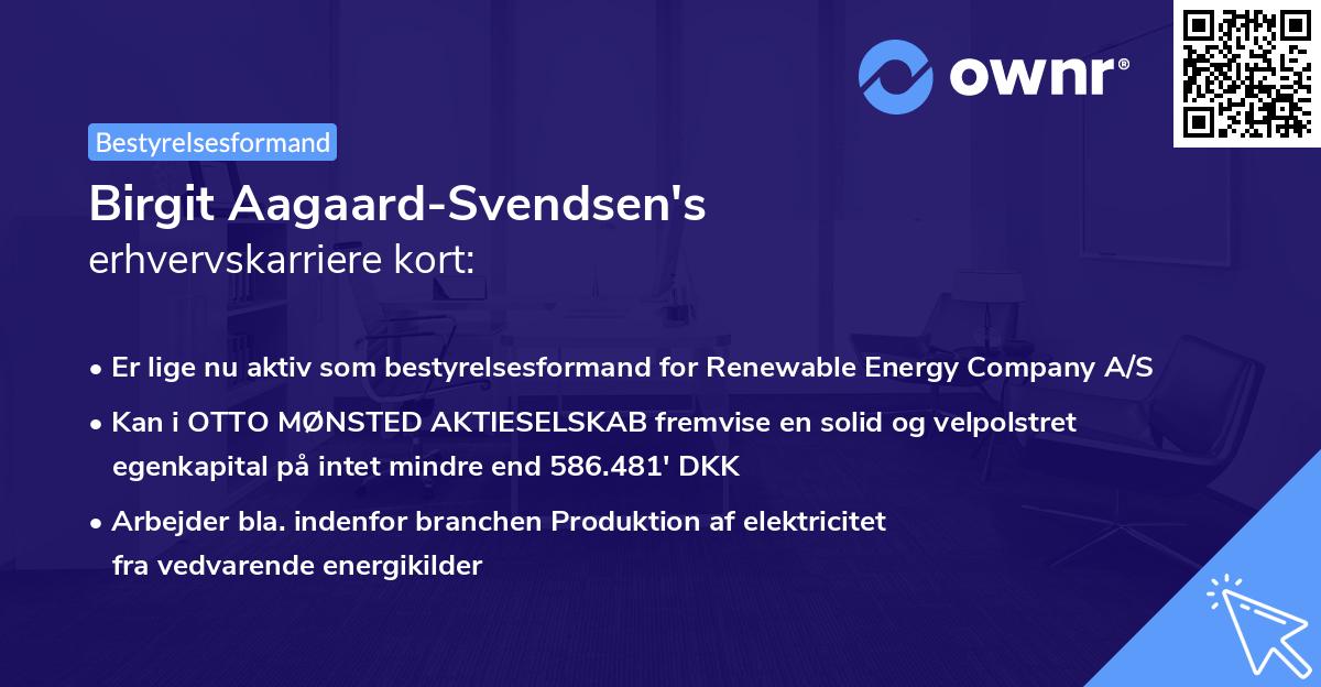 Birgit Aagaard-Svendsen's erhvervskarriere kort