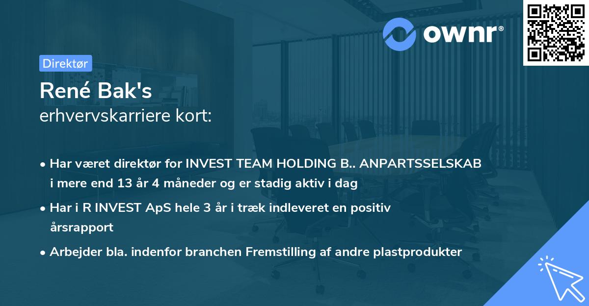 René Bak's erhvervskarriere kort