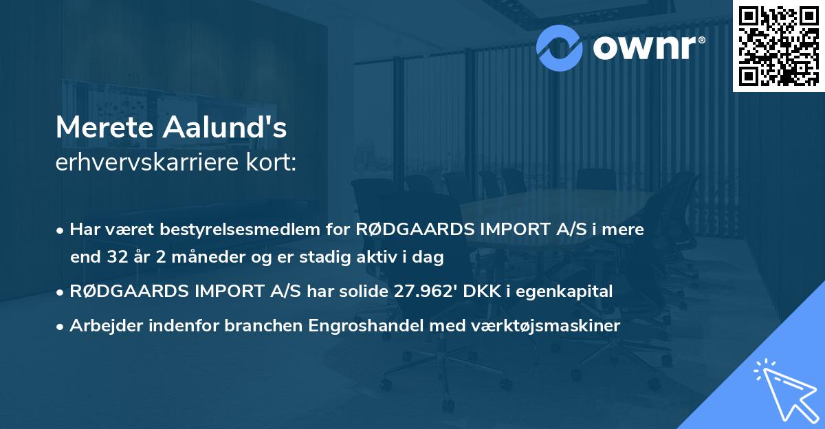 Merete Aalund's erhvervskarriere kort