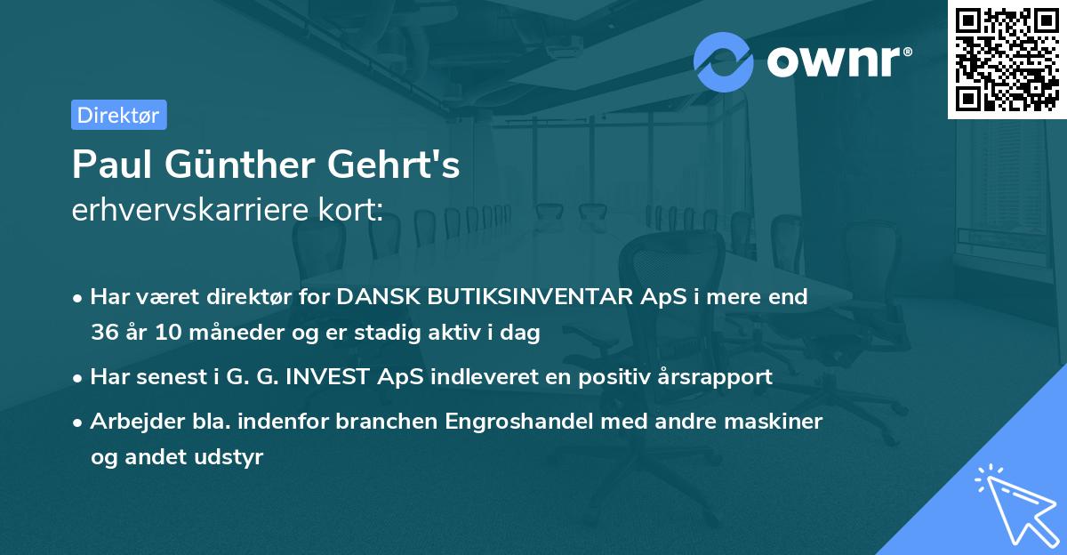 Paul Günther Gehrt's erhvervskarriere kort