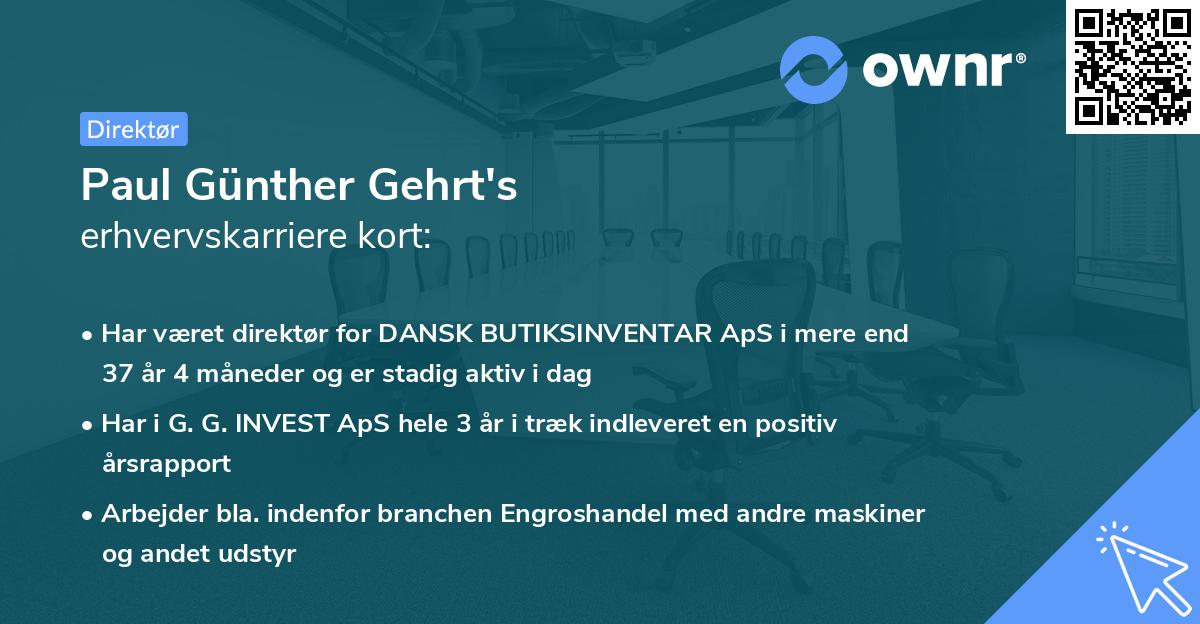 Paul Günther Gehrt's erhvervskarriere kort