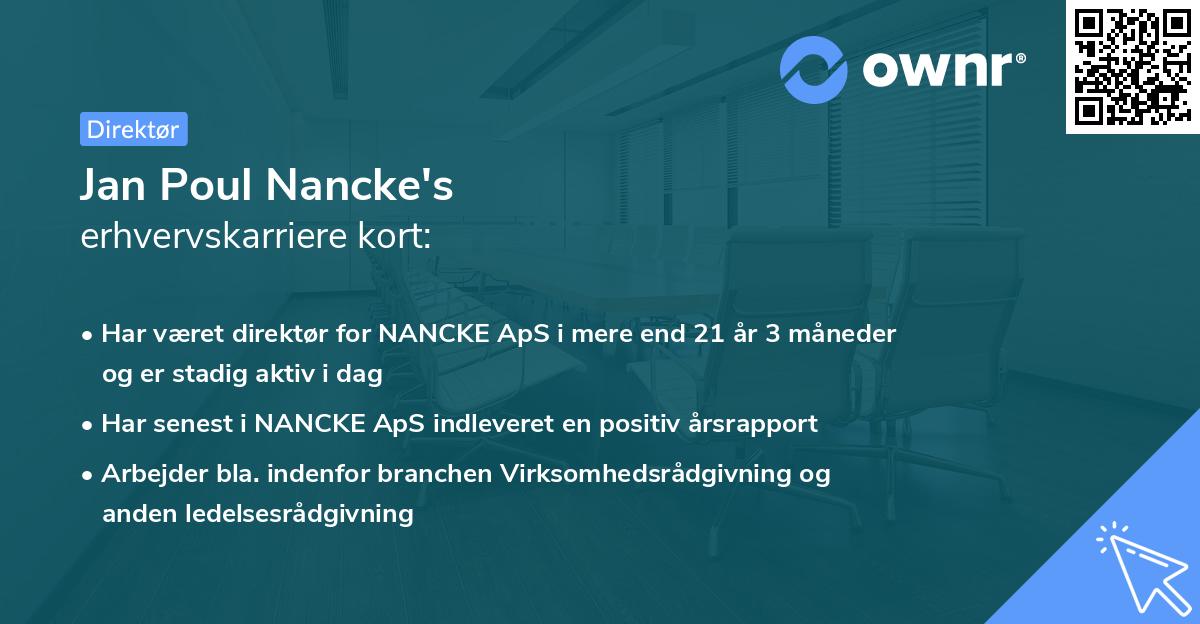 Jan Poul Nancke's erhvervskarriere kort