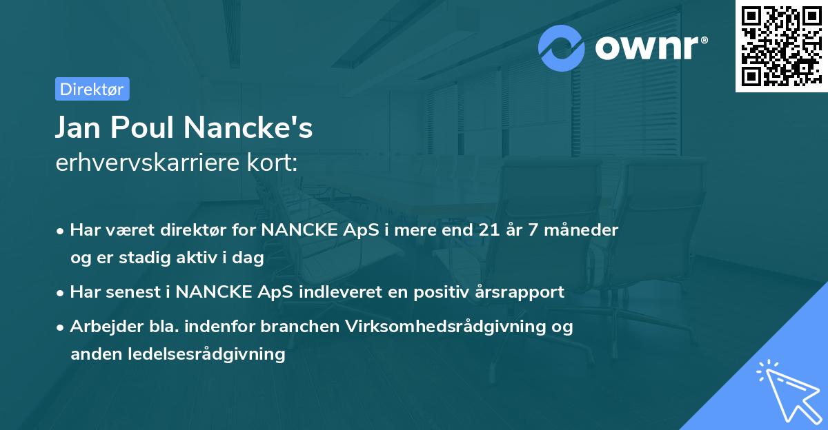 Jan Poul Nancke's erhvervskarriere kort
