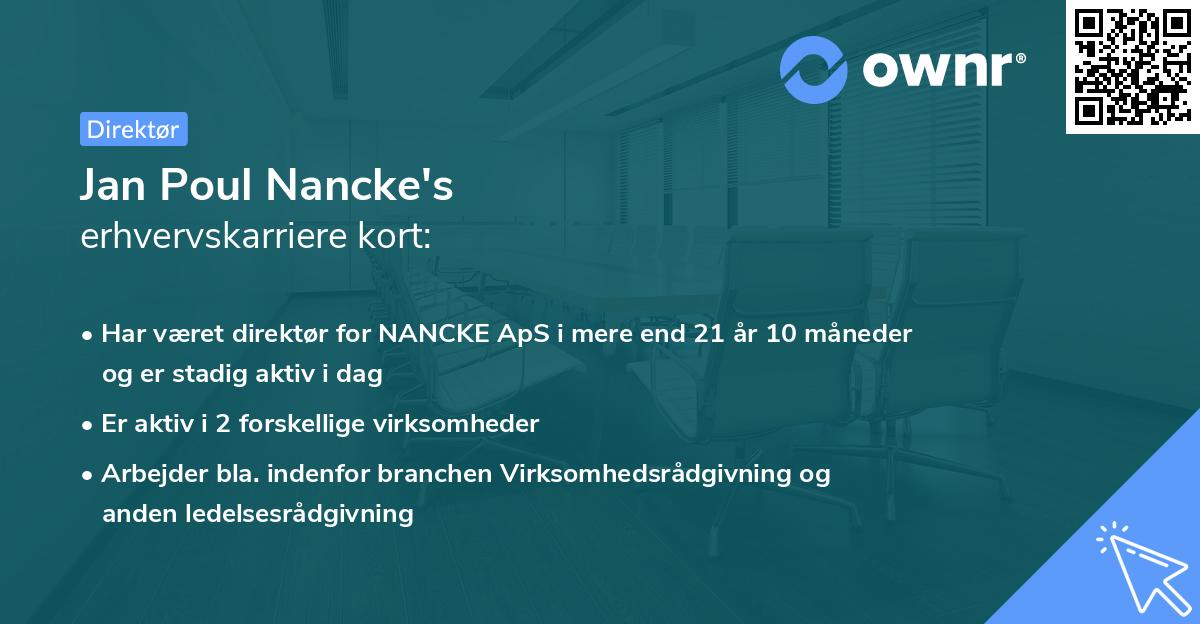 Jan Poul Nancke's erhvervskarriere kort