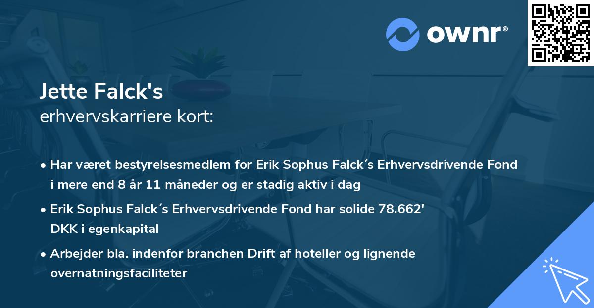 Jette Falck's erhvervskarriere kort