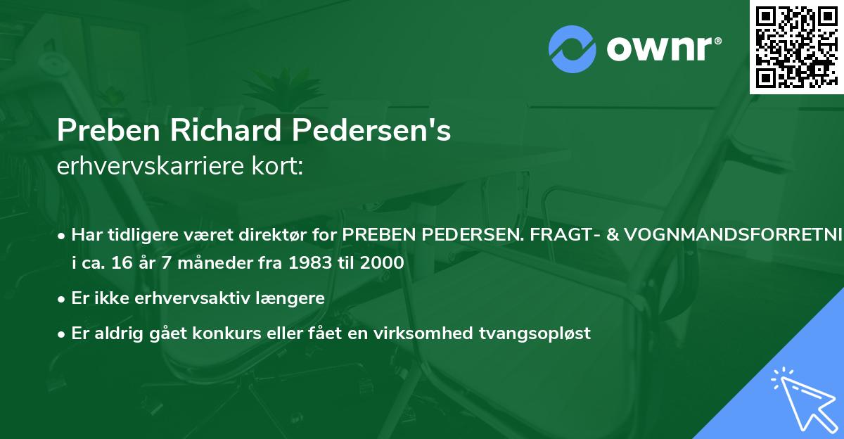 Preben Richard Pedersen's erhvervskarriere kort