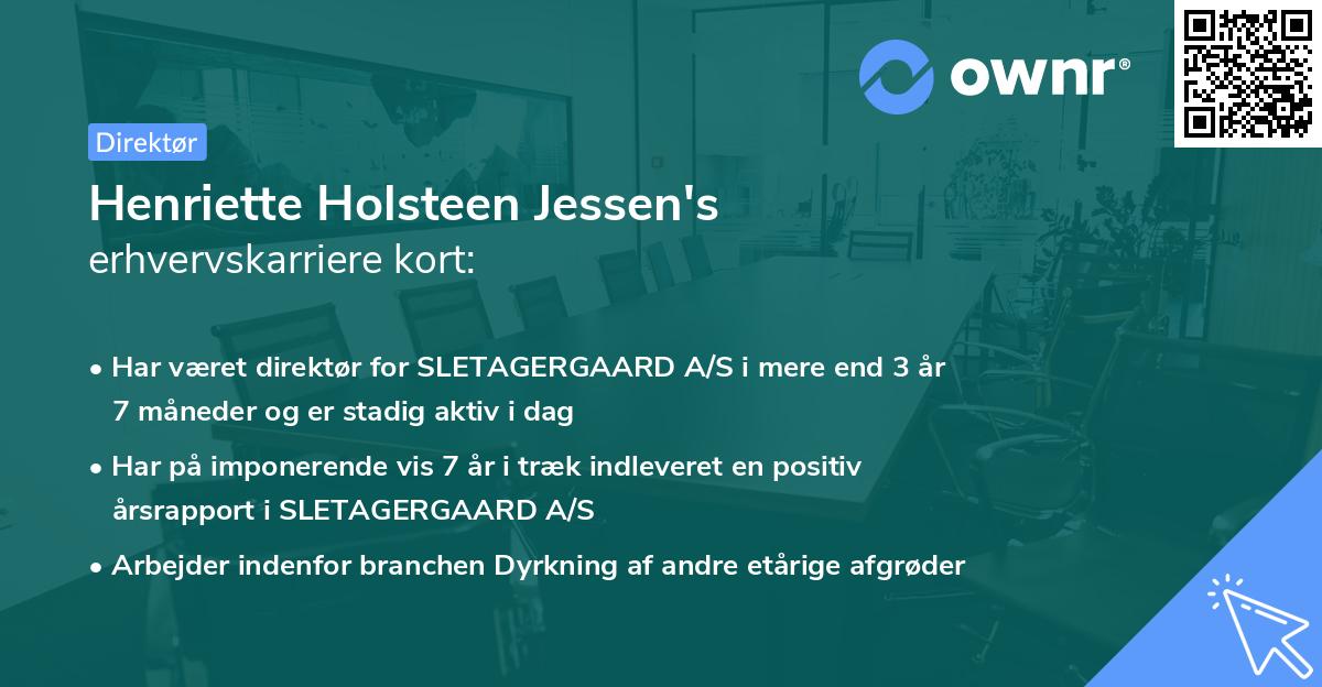 Henriette Holsteen Jessen's erhvervskarriere kort