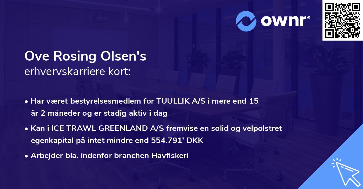 Ove Rosing Olsen's erhvervskarriere kort