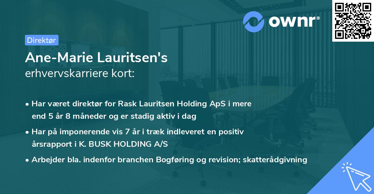 Ane-Marie Lauritsen's erhvervskarriere kort