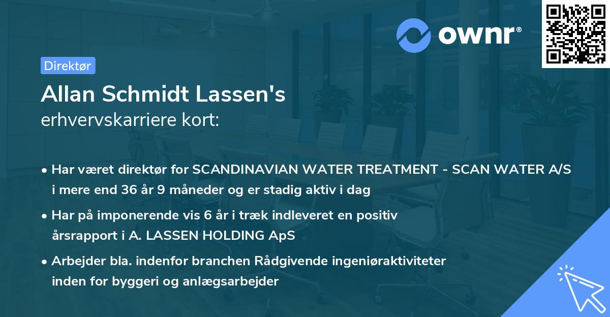 Allan Schmidt Lassen's erhvervskarriere kort
