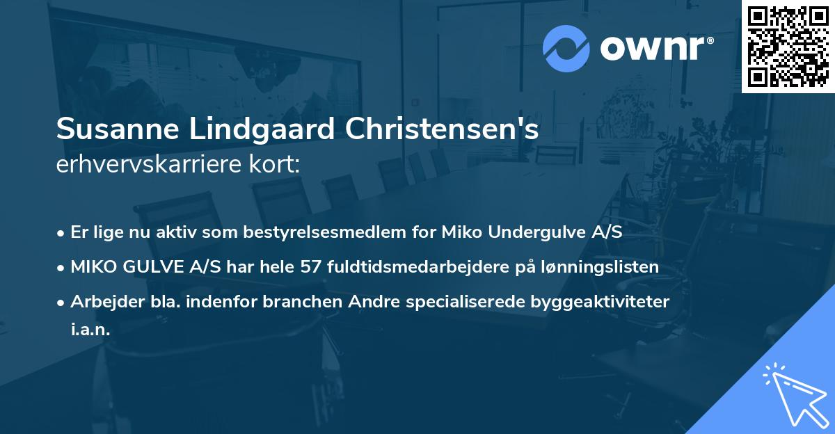 Susanne Lindgaard Christensen's erhvervskarriere kort