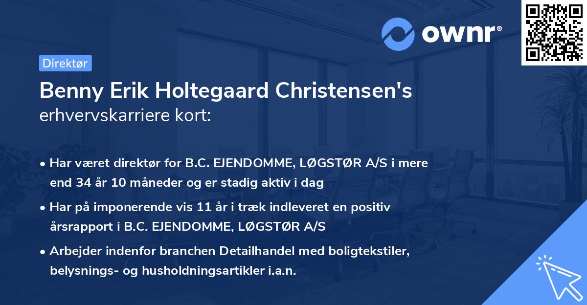 Benny Erik Holtegaard Christensen's erhvervskarriere kort