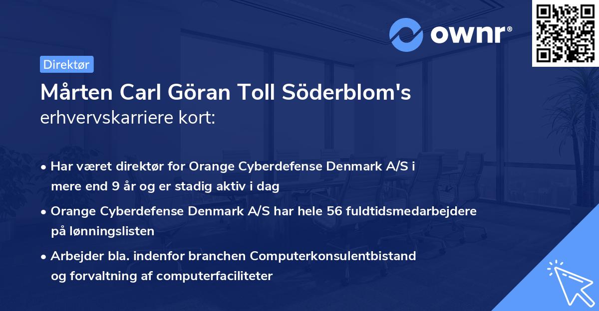 Mårten Carl Göran Toll Söderblom's erhvervskarriere kort