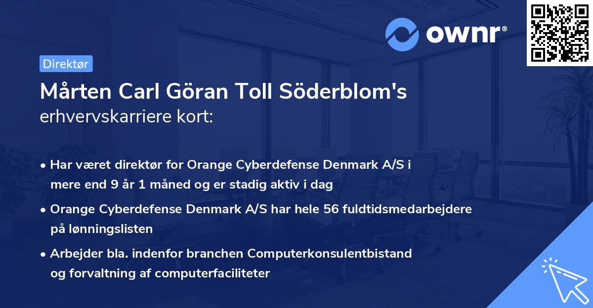 Mårten Carl Göran Toll Söderblom's erhvervskarriere kort