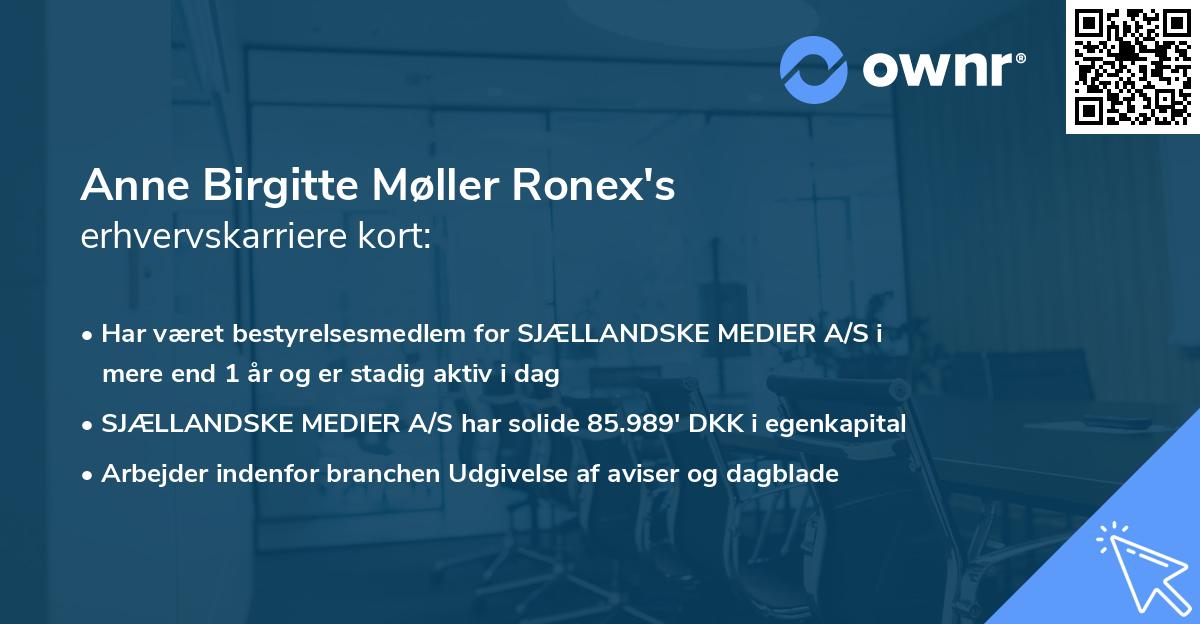 Anne Birgitte Møller Ronex's erhvervskarriere kort