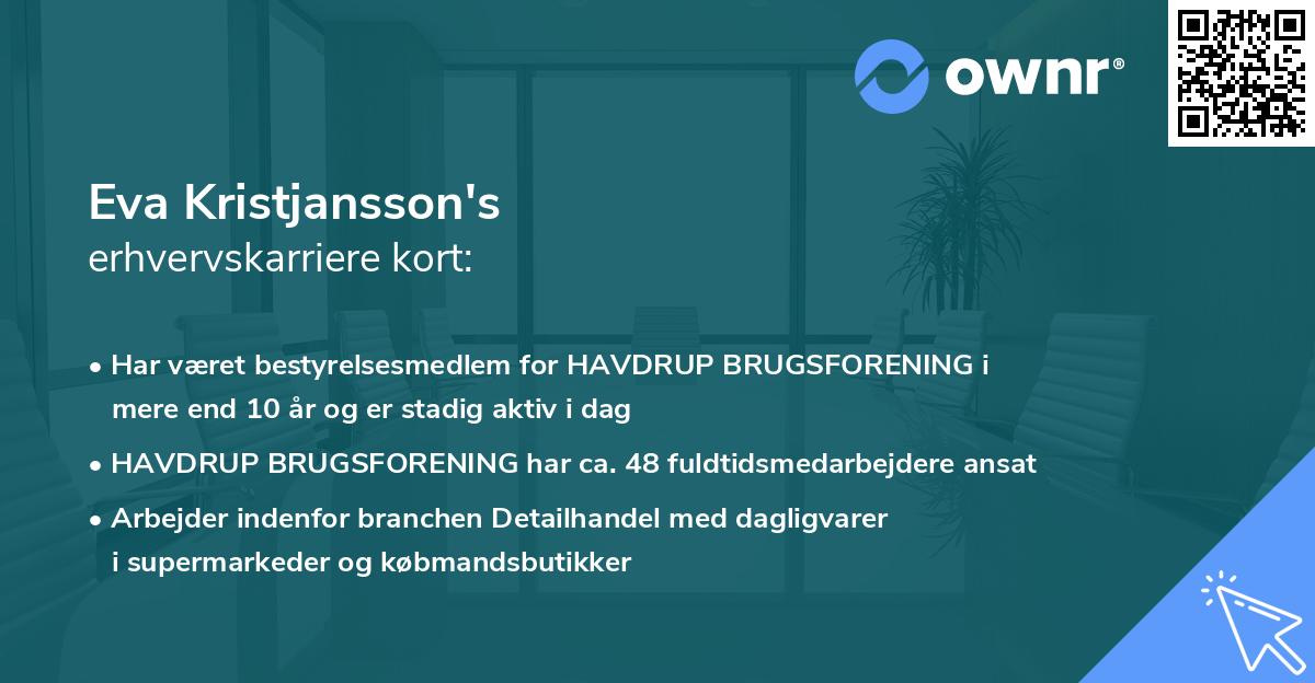 Eva Kristjansson's erhvervskarriere kort