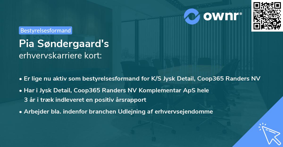 Pia Søndergaard's erhvervskarriere kort