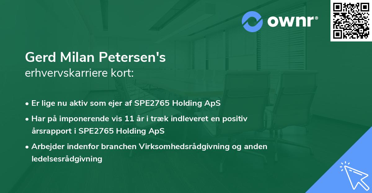 Gerd Milan Petersen's erhvervskarriere kort