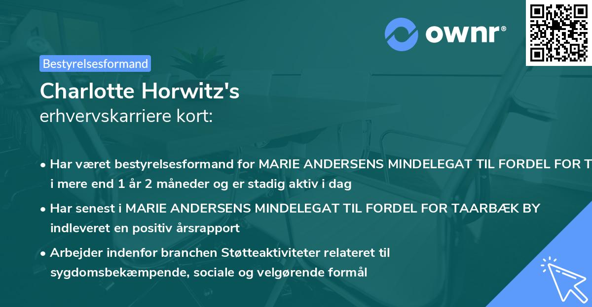 Charlotte Horwitz's erhvervskarriere kort
