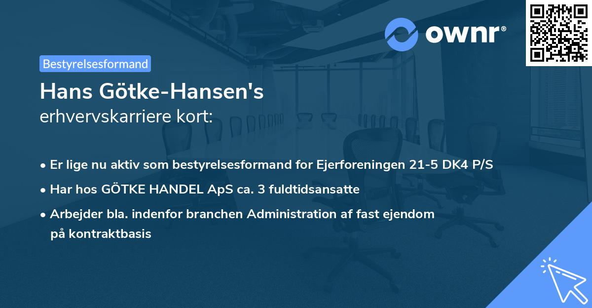 Hans Götke-Hansen's erhvervskarriere kort