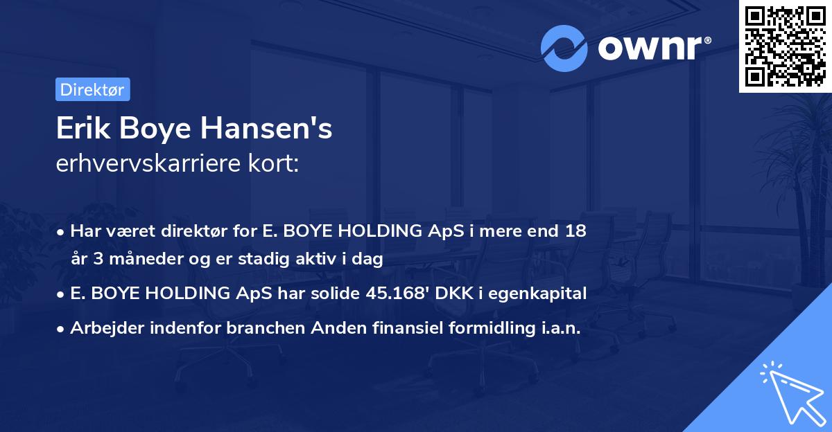 Erik Boye Hansen's erhvervskarriere kort