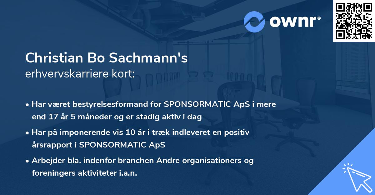 Christian Bo Sachmann's erhvervskarriere kort