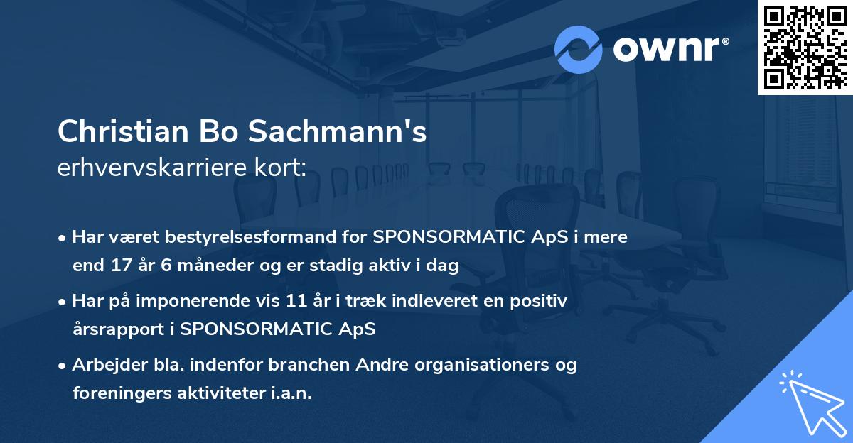 Christian Bo Sachmann's erhvervskarriere kort