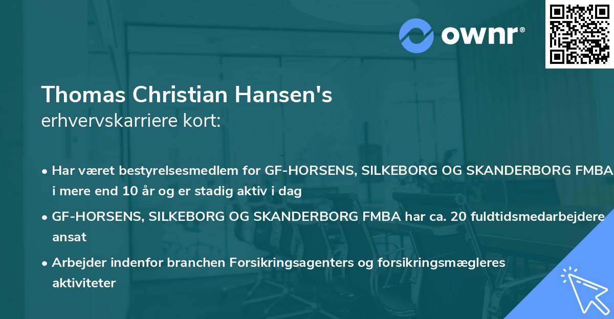 Thomas Christian Hansen's erhvervskarriere kort
