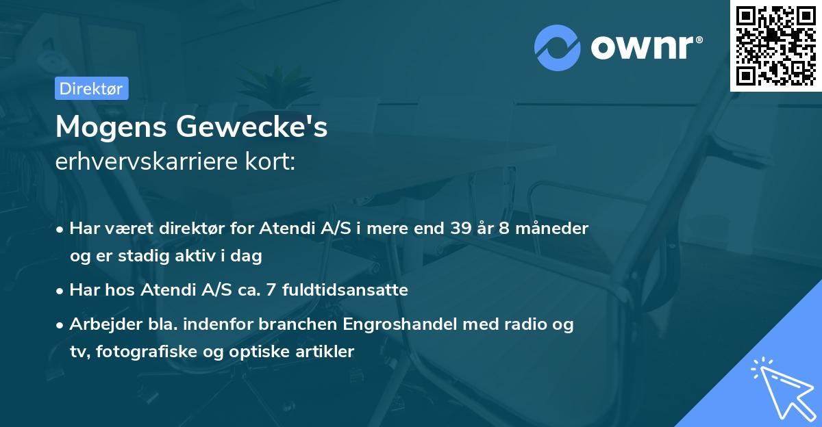 Mogens Gewecke's erhvervskarriere kort
