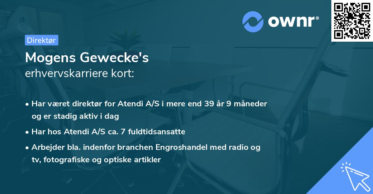 Mogens Gewecke's erhvervskarriere kort