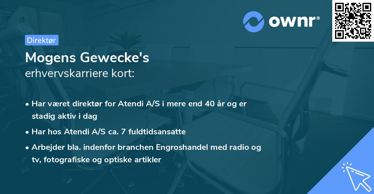 Mogens Gewecke's erhvervskarriere kort
