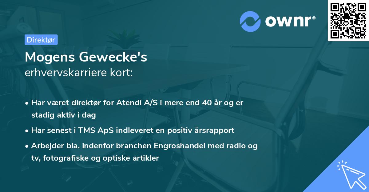 Mogens Gewecke's erhvervskarriere kort