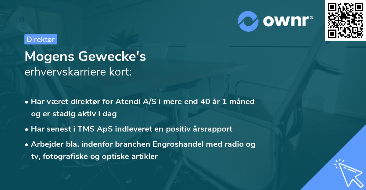 Mogens Gewecke's erhvervskarriere kort
