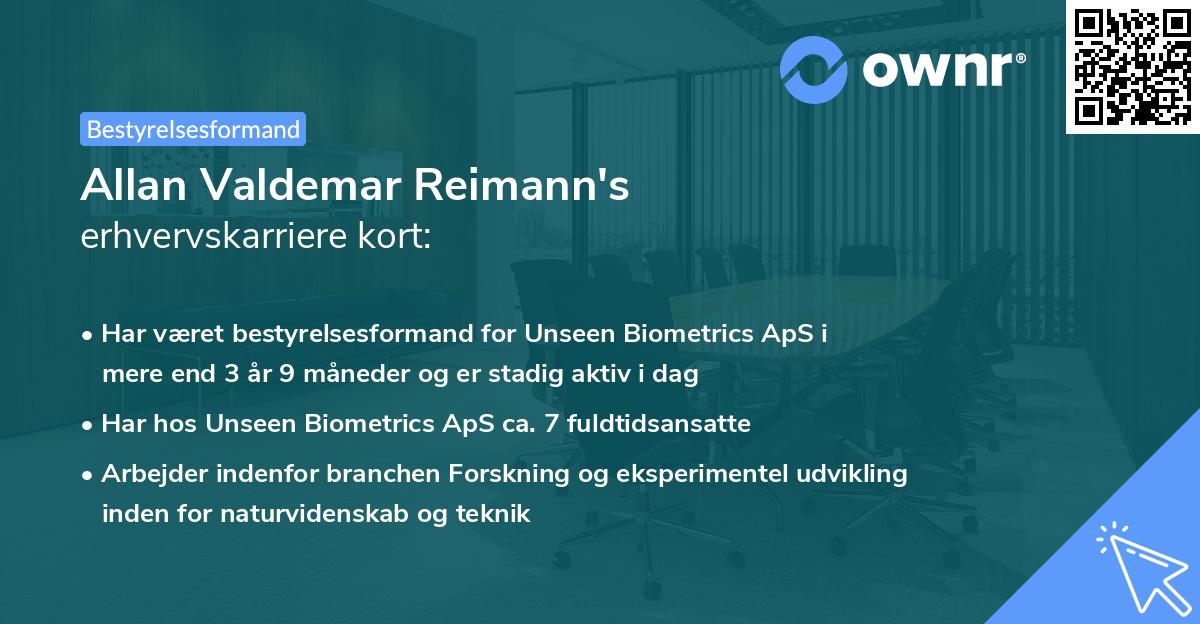 Allan Valdemar Reimann's erhvervskarriere kort