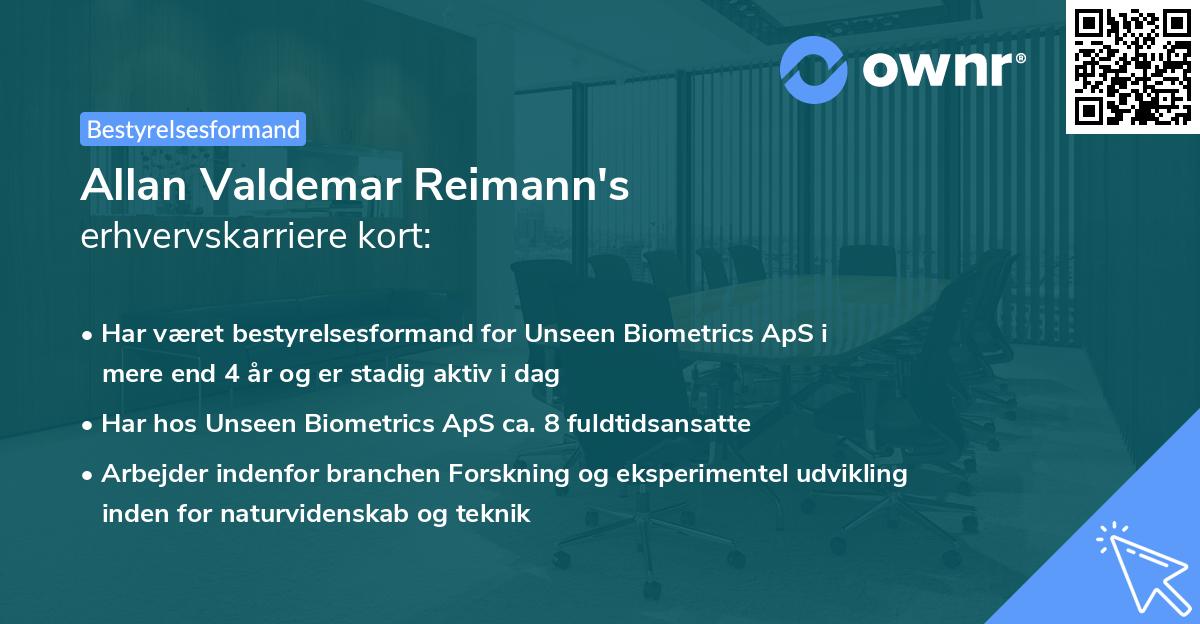 Allan Valdemar Reimann's erhvervskarriere kort