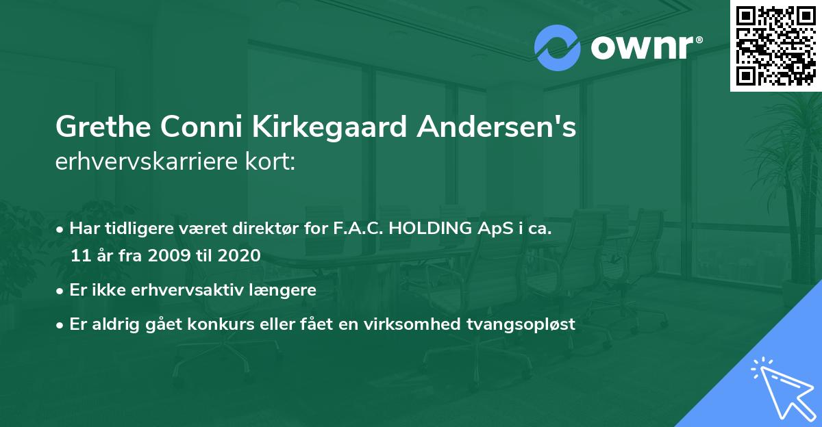 Grethe Conni Kirkegaard Andersen's erhvervskarriere kort