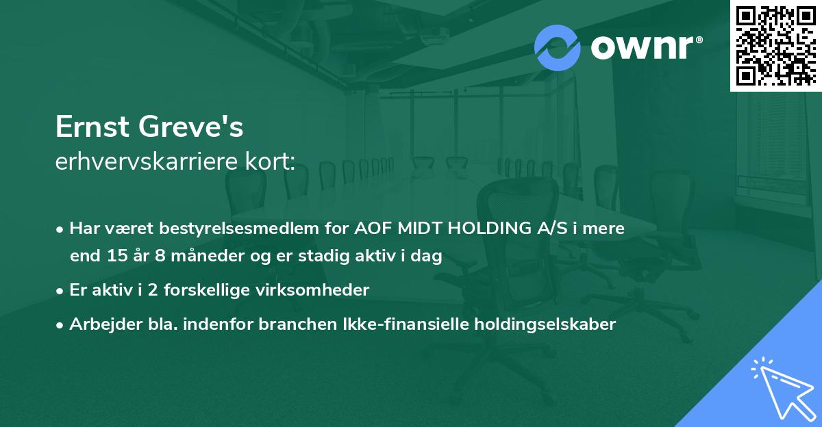 Ernst Greve's erhvervskarriere kort