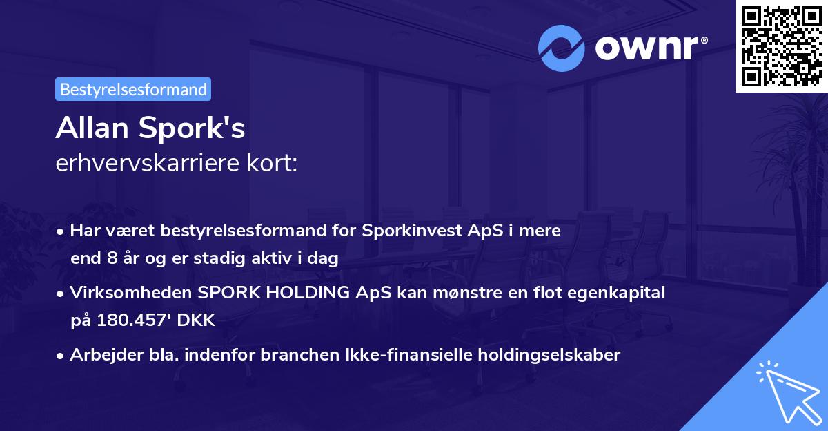 Allan Spork's erhvervskarriere kort