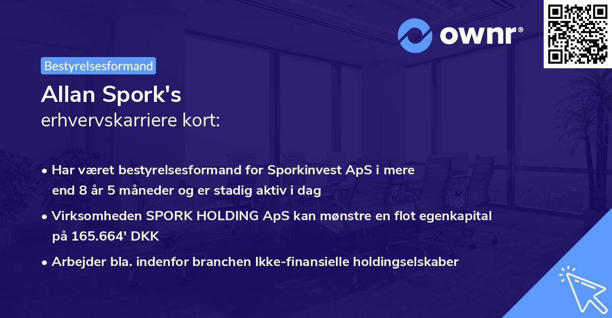 Allan Spork's erhvervskarriere kort