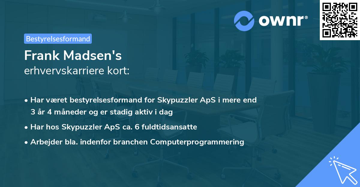 Frank Madsen's erhvervskarriere kort