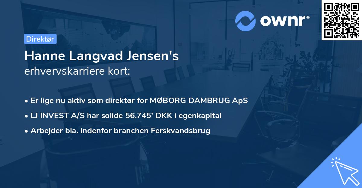 Hanne Langvad Jensen's erhvervskarriere kort