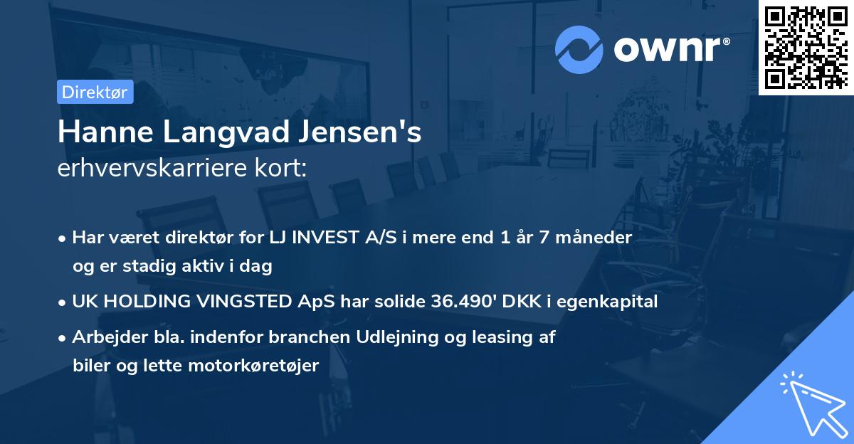 Hanne Langvad Jensen's erhvervskarriere kort