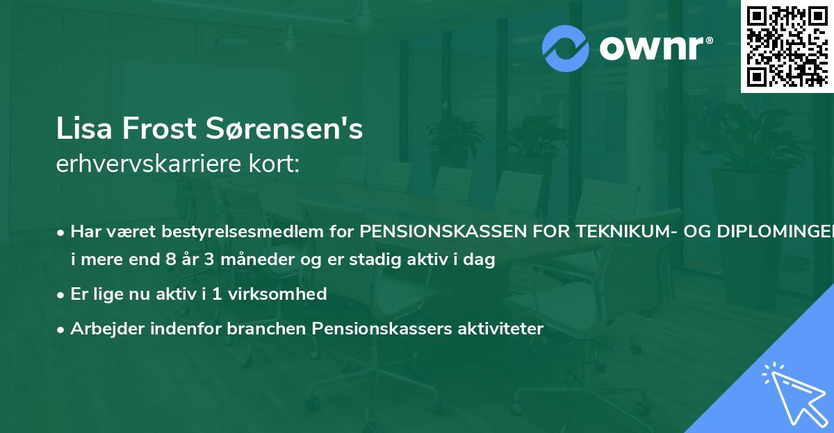 Lisa Frost Sørensen's erhvervskarriere kort