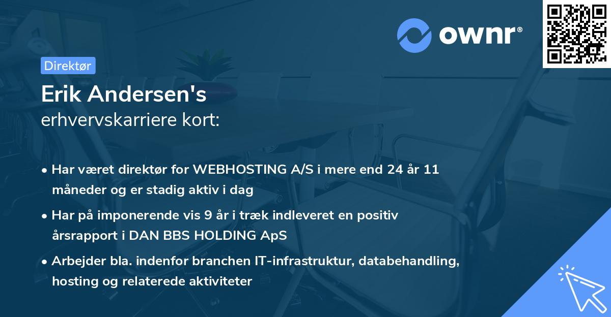 Erik Andersen's erhvervskarriere kort