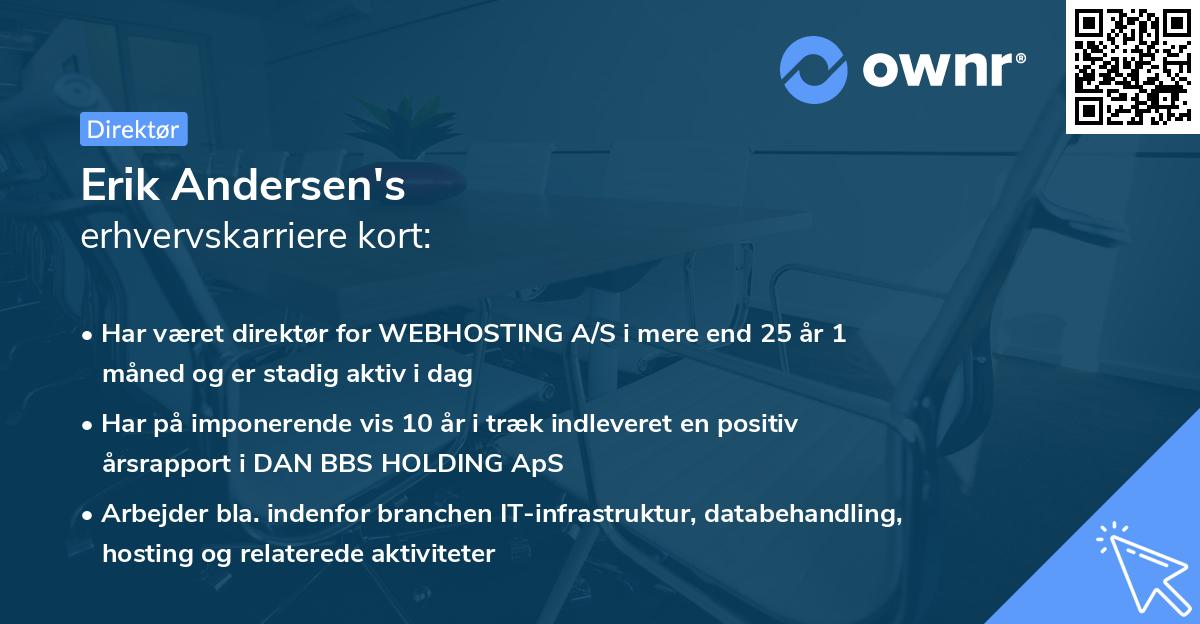 Erik Andersen's erhvervskarriere kort