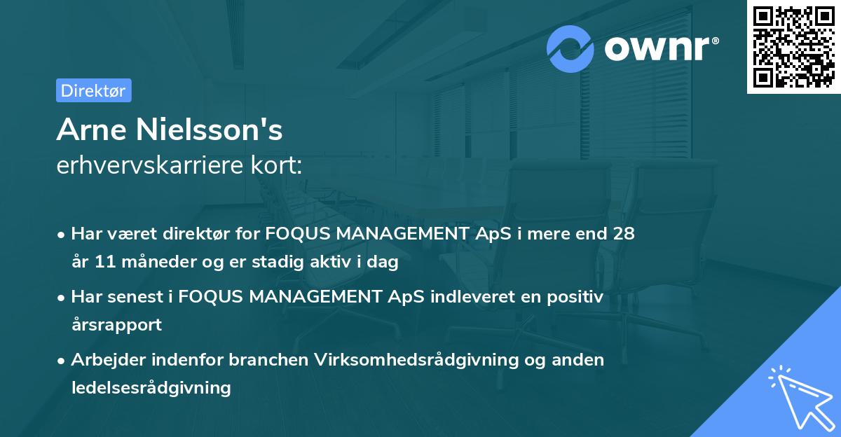 Arne Nielsson's erhvervskarriere kort