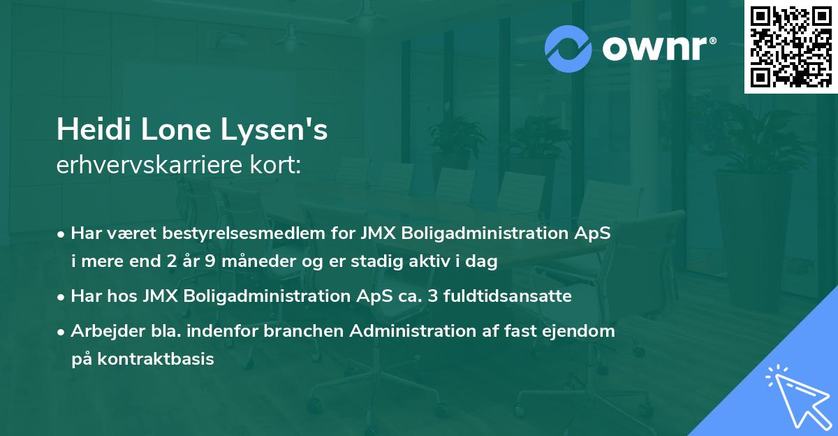 Heidi Lone Lysen's erhvervskarriere kort