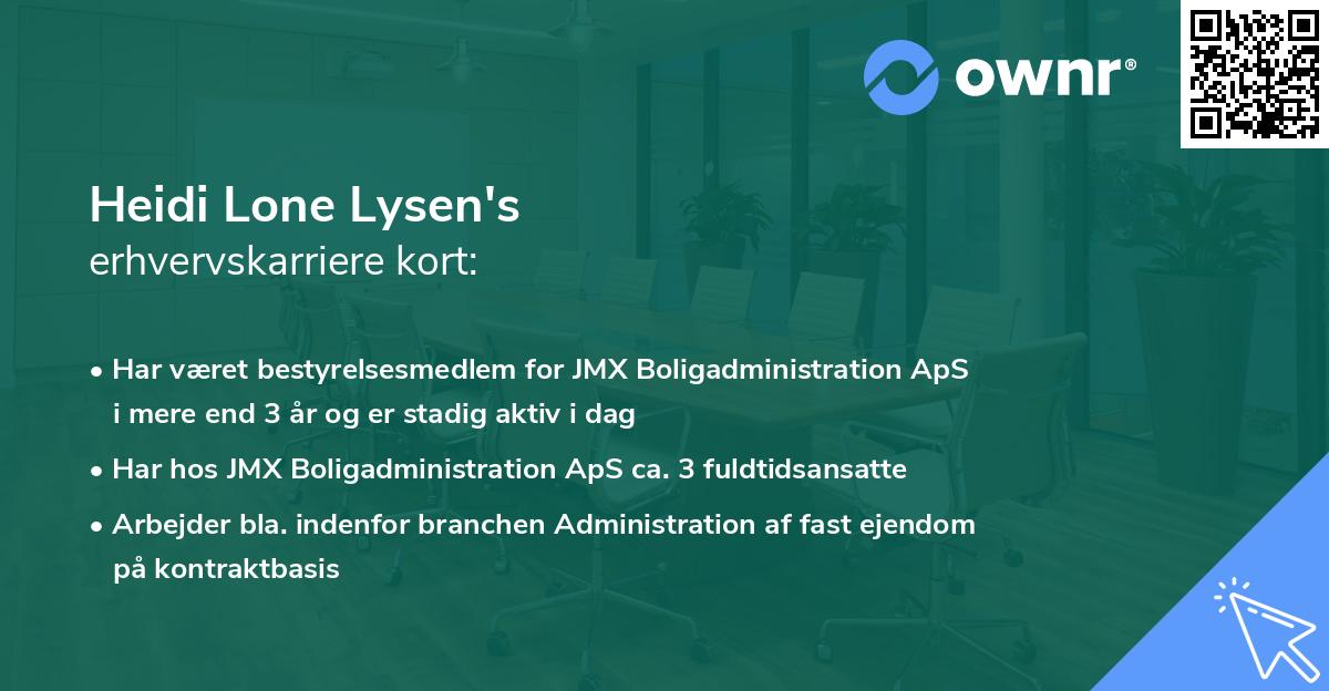 Heidi Lone Lysen's erhvervskarriere kort