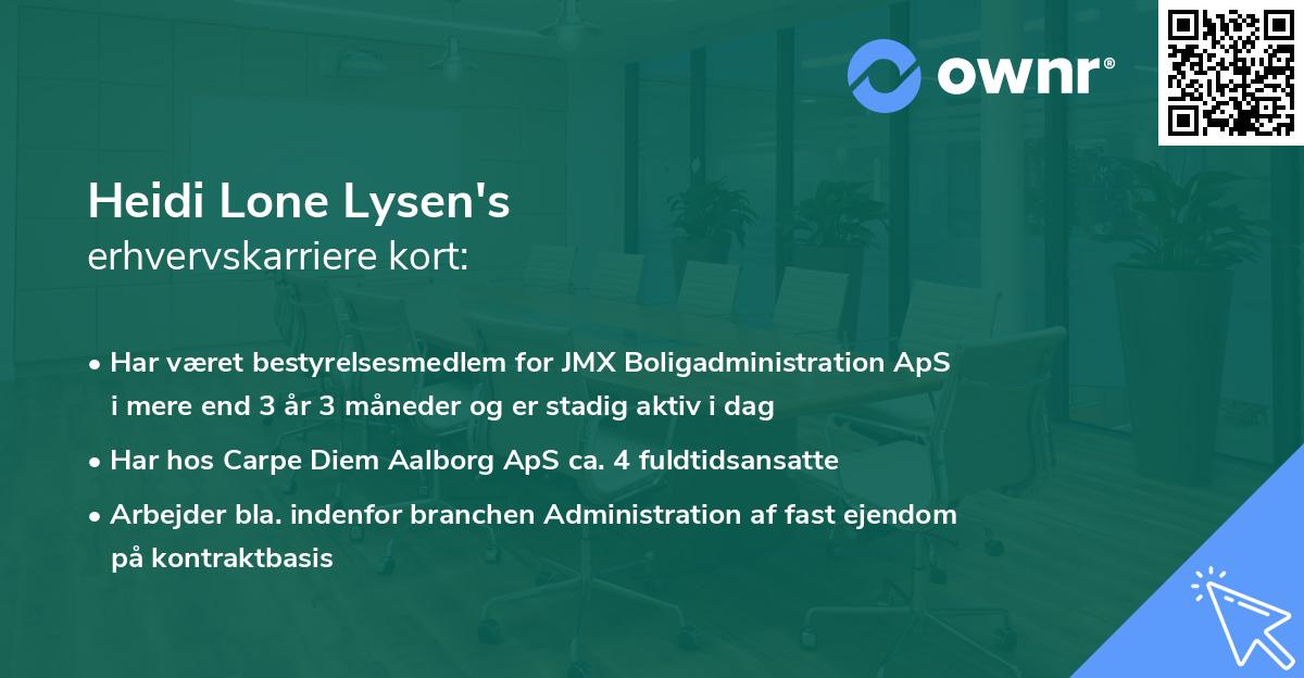 Heidi Lone Lysen's erhvervskarriere kort